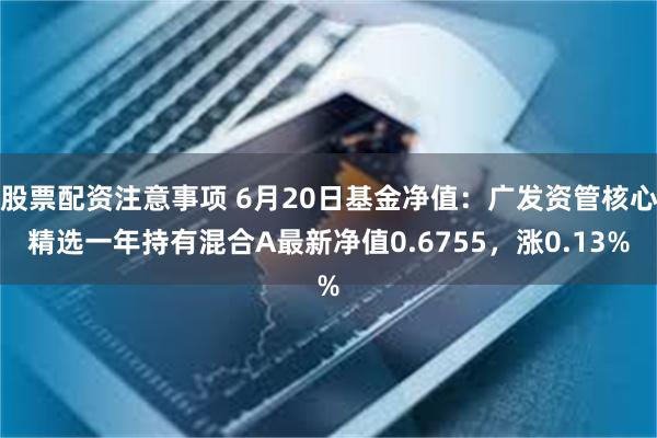 股票配资注意事项 6月20日基金净值：广发资管核心精选一年持有混合A最新净值0.6755，涨0.13%